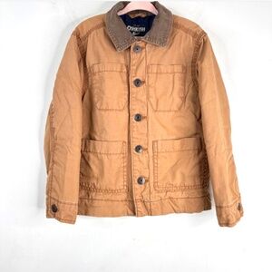 VTG Oshkosh Chore Coat 4T Corduroy Collar Quilted Lining Tan Canvas Barn Jacket